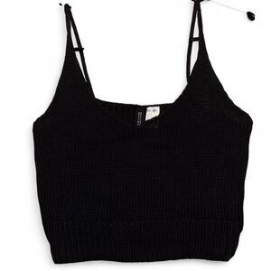 H&M Divided Black Knit Crop Top Boho Goth Grunge Summer Beach Swim Vacation